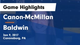 Canon-McMillan  vs Baldwin  Game Highlights - Jan 9, 2017