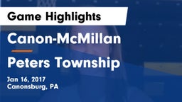 Canon-McMillan  vs Peters Township  Game Highlights - Jan 16, 2017