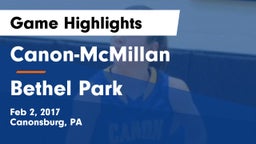 Canon-McMillan  vs Bethel Park  Game Highlights - Feb 2, 2017