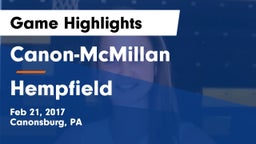 Canon-McMillan  vs Hempfield  Game Highlights - Feb 21, 2017