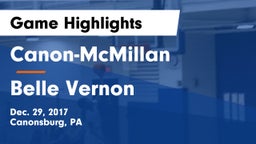 Canon-McMillan  vs Belle Vernon  Game Highlights - Dec. 29, 2017