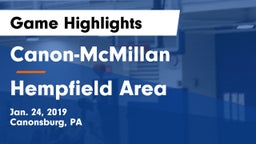 Canon-McMillan  vs Hempfield Area  Game Highlights - Jan. 24, 2019
