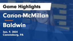 Canon-McMillan  vs Baldwin  Game Highlights - Jan. 9, 2024