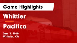 Whittier  vs Pacifica  Game Highlights - Jan. 3, 2018