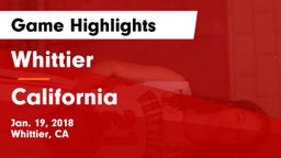 Whittier  vs California  Game Highlights - Jan. 19, 2018