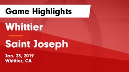 Whittier  vs Saint Joseph Game Highlights - Jan. 23, 2019