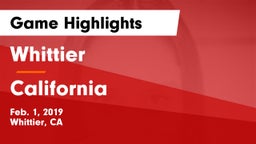 Whittier  vs California  Game Highlights - Feb. 1, 2019