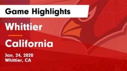 Whittier  vs California  Game Highlights - Jan. 24, 2020
