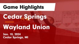 Cedar Springs  vs Wayland Union  Game Highlights - Jan. 10, 2024