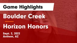 Boulder Creek  vs Horizon Honors  Game Highlights - Sept. 2, 2022