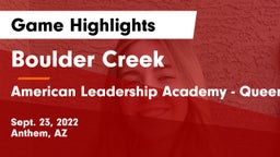 Boulder Creek  vs American Leadership Academy - Queen Creek Game Highlights - Sept. 23, 2022
