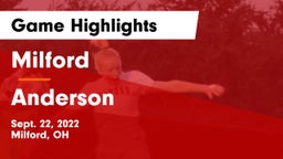 Milford  vs Anderson  Game Highlights - Sept. 22, 2022