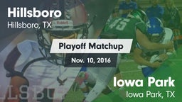 Matchup: Hillsboro High vs. Iowa Park  2016