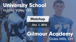 Matchup: University School vs. Gilmour Academy  2016