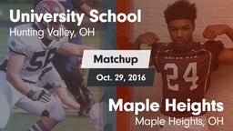 Matchup: University School vs. Maple Heights  2016