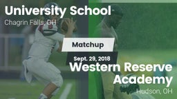 Matchup: University School vs. Western Reserve Academy 2018