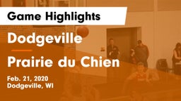 Dodgeville  vs Prairie du Chien  Game Highlights - Feb. 21, 2020