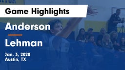 Anderson  vs Lehman  Game Highlights - Jan. 3, 2020
