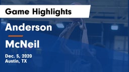 Anderson  vs McNeil  Game Highlights - Dec. 5, 2020