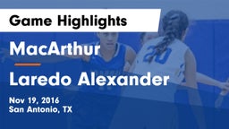 MacArthur  vs Laredo Alexander Game Highlights - Nov 19, 2016