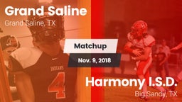 Matchup: Grand Saline High vs. Harmony I.S.D. 2018