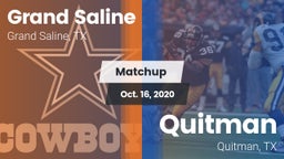 Matchup: Grand Saline High vs. Quitman  2020