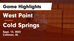West Point  vs Cold Springs  Game Highlights - Sept. 12, 2022