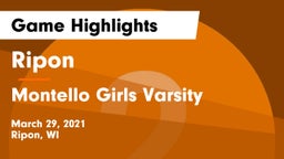Ripon  vs Montello  Girls Varsity Game Highlights - March 29, 2021