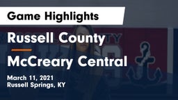 Russell County  vs McCreary Central  Game Highlights - March 11, 2021