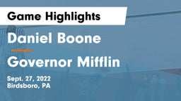 Daniel Boone  vs Governor Mifflin  Game Highlights - Sept. 27, 2022