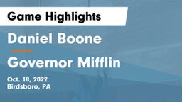 Daniel Boone  vs Governor Mifflin  Game Highlights - Oct. 18, 2022