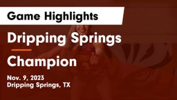 Dripping Springs  vs Champion  Game Highlights - Nov. 9, 2023