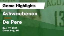 Ashwaubenon  vs De Pere  Game Highlights - Dec. 19, 2017