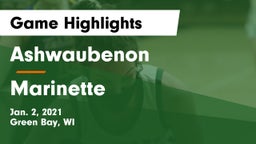 Ashwaubenon  vs Marinette  Game Highlights - Jan. 2, 2021