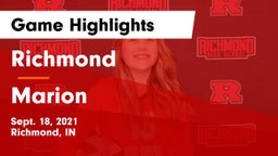 Richmond  vs Marion  Game Highlights - Sept. 18, 2021