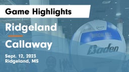 Ridgeland  vs Callaway  Game Highlights - Sept. 12, 2023