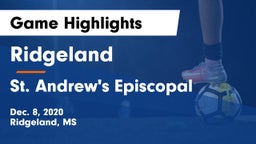 Ridgeland  vs St. Andrew's Episcopal Game Highlights - Dec. 8, 2020