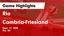 Rio  vs Cambria-Friesland  Game Highlights - Sept. 17, 2020