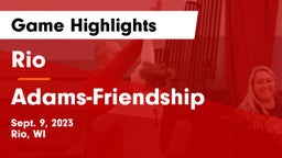 Rio  vs Adams-Friendship Game Highlights - Sept. 9, 2023