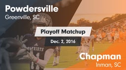 Matchup: Powdersville High vs. Chapman  2016