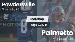 Matchup: Powdersville High vs. Palmetto  2019
