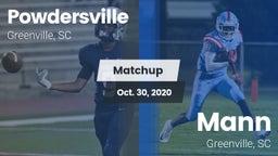 Matchup: Powdersville High vs. Mann  2020