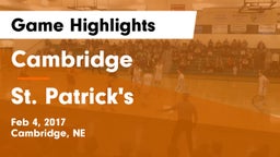 Cambridge  vs St. Patrick's  Game Highlights - Feb 4, 2017