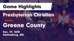 Presbyterian Christian  vs Greene County  Game Highlights - Dec. 29, 2020