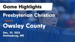 Presbyterian Christian  vs Owsley County  Game Highlights - Dec. 29, 2023