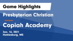 Presbyterian Christian  vs Copiah Academy  Game Highlights - Jan. 16, 2021