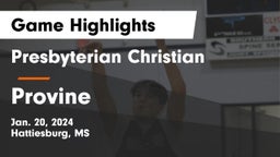 Presbyterian Christian  vs Provine Game Highlights - Jan. 20, 2024