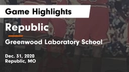 Republic  vs Greenwood Laboratory School  Game Highlights - Dec. 31, 2020