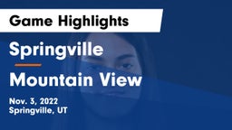 Springville  vs Mountain View  Game Highlights - Nov. 3, 2022