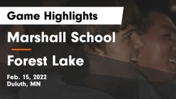 Marshall School vs Forest Lake Game Highlights - Feb. 15, 2022
